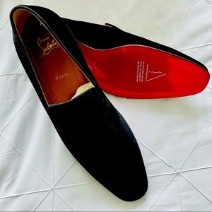 Christian Louboutin Men’s Black Velour Loafers Size 44 GENUINE, BRAND NEW